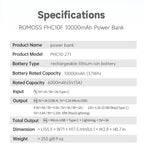 Romoss PHC10 10000mAh Power Bank with Built-In Cables | 20W Fast Charge