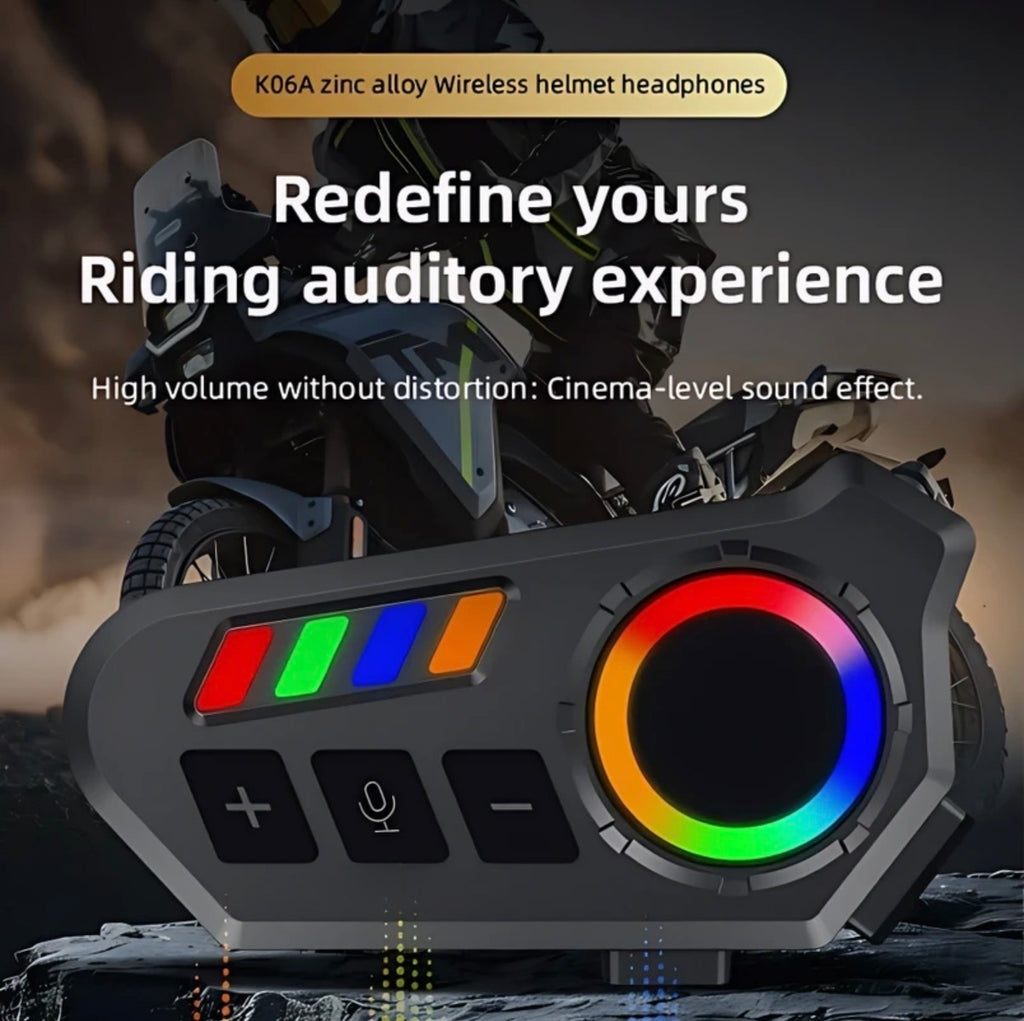 K06A Motorcycle Helmet Bluetooth Headset – Wireless Intercom with Noise Reduction & RGB Control