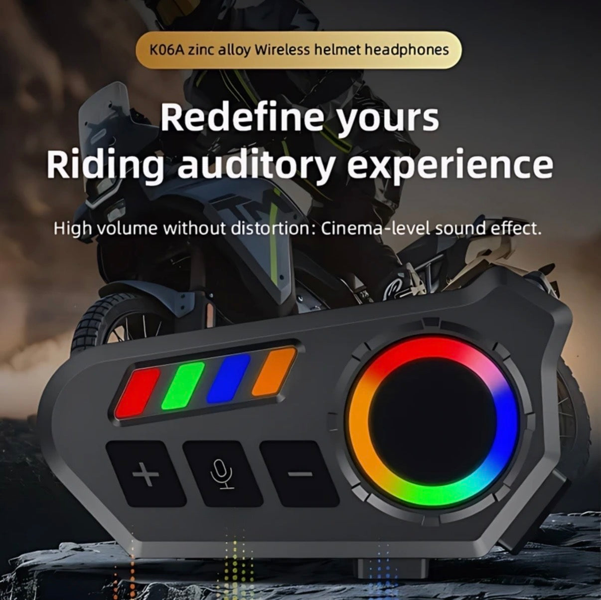 K06A Motorcycle Helmet Bluetooth Headset – Wireless Intercom with Noise Reduction & RGB Control