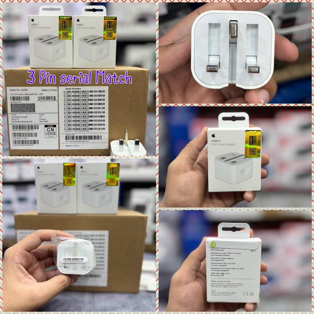 Apple USB-C 20W Power Adapter, 3 Pin Serial Match