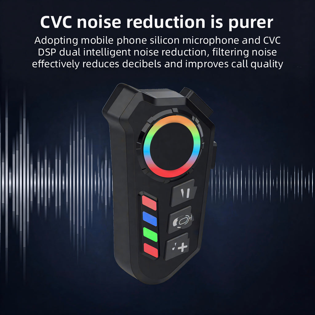 K06A Motorcycle Helmet Bluetooth Headset – Wireless Intercom with Noise Reduction & RGB Control
