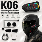 K06A Motorcycle Helmet Bluetooth Headset – Wireless Intercom with Noise Reduction & RGB Control