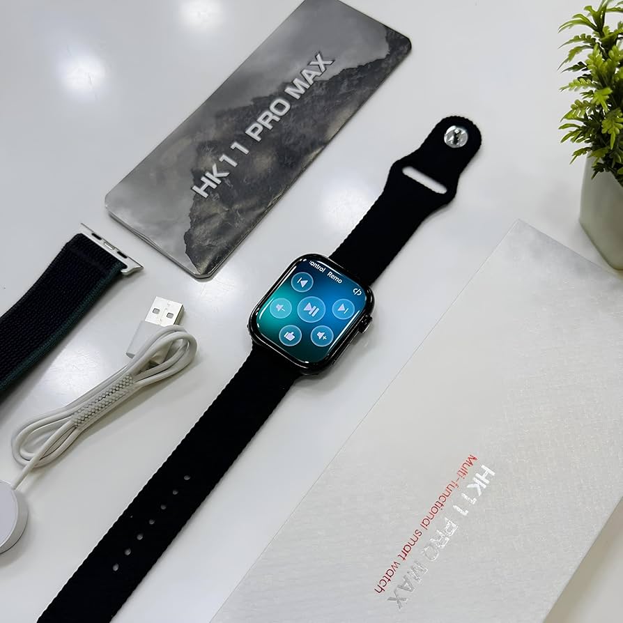 HK11 Pro Max Smartwatch Series 11 – 2.02" AMOLED Display, Stainless Steel Body – 2 Straps Included – Wireless Charging, Bluetooth Calling & Health Tracking (Latest 2026 Model)