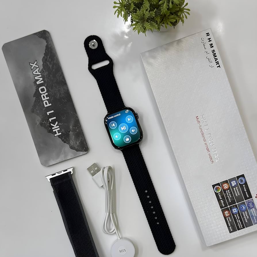 HK11 Pro Max Smartwatch Series 11 – 2.02" AMOLED Display, Stainless Steel Body – 2 Straps Included – Wireless Charging, Bluetooth Calling & Health Tracking (Latest 2026 Model)