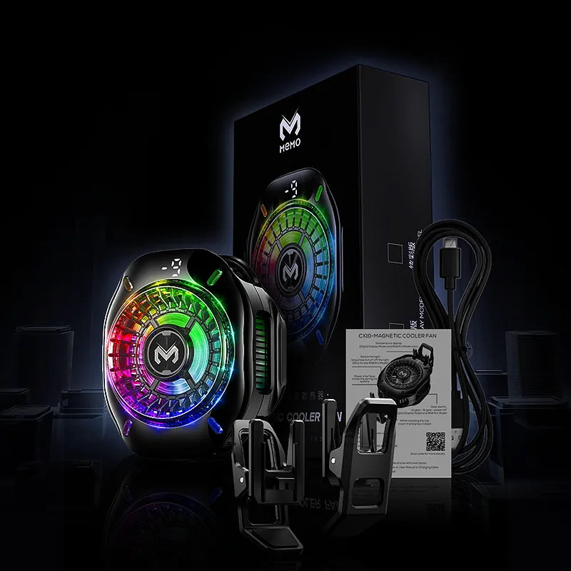MEMO CX10 Pro Magnetic Phone Cooler with Digital Display - 2-in-1 Clip + Magnetic Semiconductor Radiator - Instant Freeze Gaming Fan for iPhone, Android & Tablets (20W Fast Cooling)