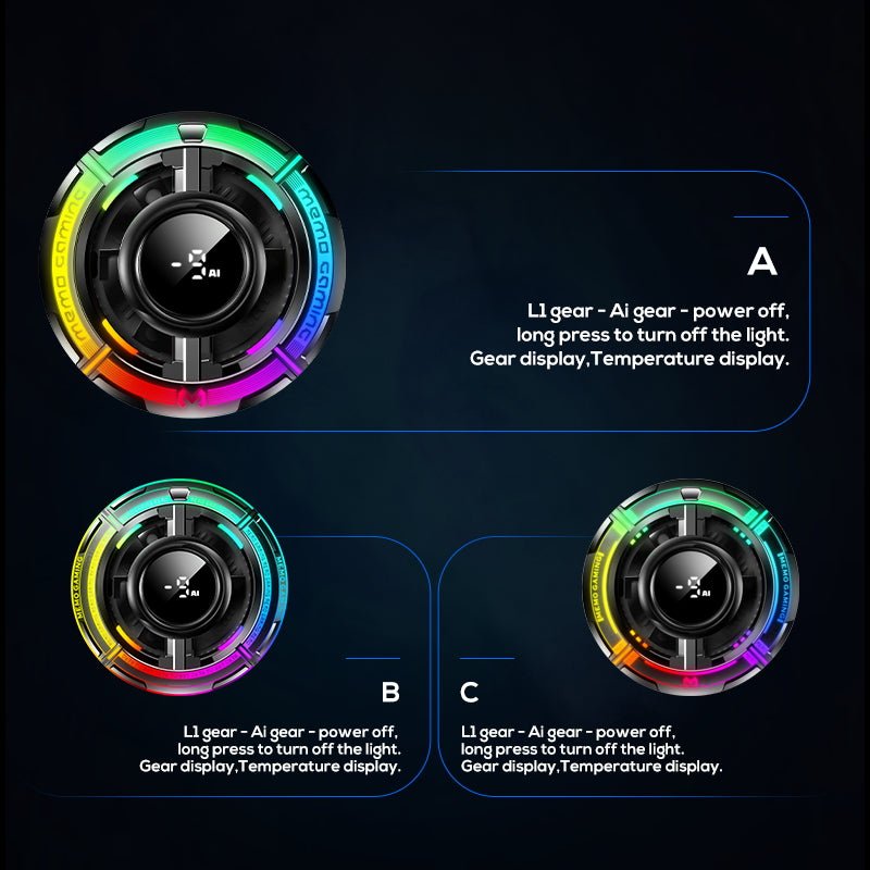 MEMO CX15 Magnetic Mobile Cooler - RGB Semiconductor Magnetic Fan for iPhone & Android - Ultra-Portable Gaming Radiator for PUBG, Free Fire & Streaming - Instant Freeze Cooling