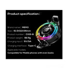 MEMO CX15 Magnetic Mobile Cooler - RGB Semiconductor Magnetic Fan for iPhone & Android - Ultra-Portable Gaming Radiator for PUBG, Free Fire & Streaming - Instant Freeze Cooling