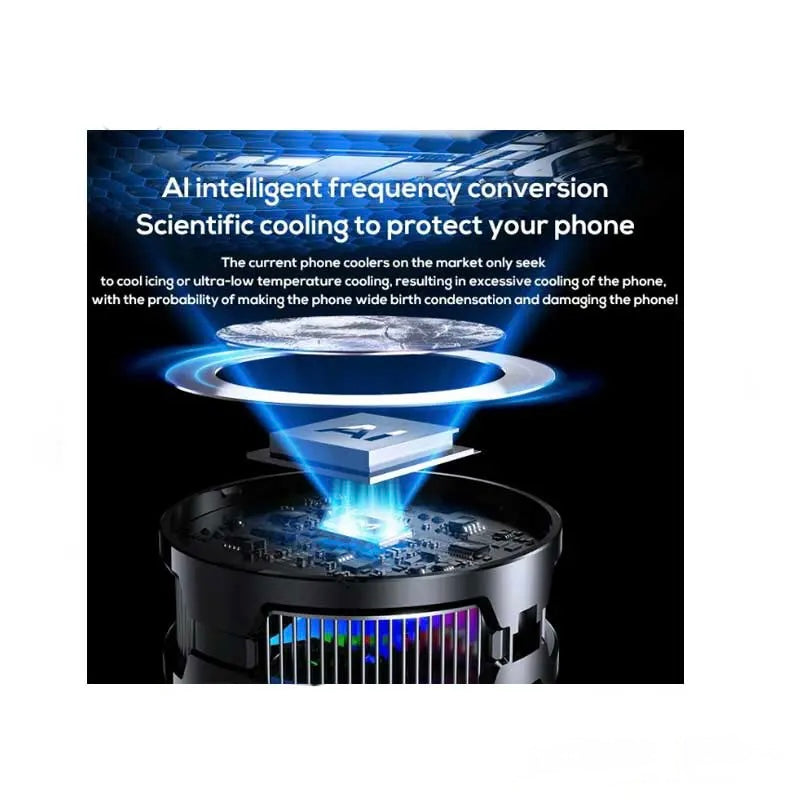 MEMO CX15 Magnetic Mobile Cooler - RGB Semiconductor Magnetic Fan for iPhone & Android - Ultra-Portable Gaming Radiator for PUBG, Free Fire & Streaming - Instant Freeze Cooling