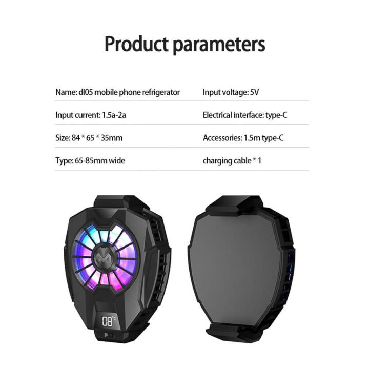 Original MEMO DL05 Mobile Phone Cooler - Digital Temperature Display Semiconductor Fan - RGB Gaming Radiator with Adjustable Clip for iPhone & Android - Professional Gaming Heat Sink