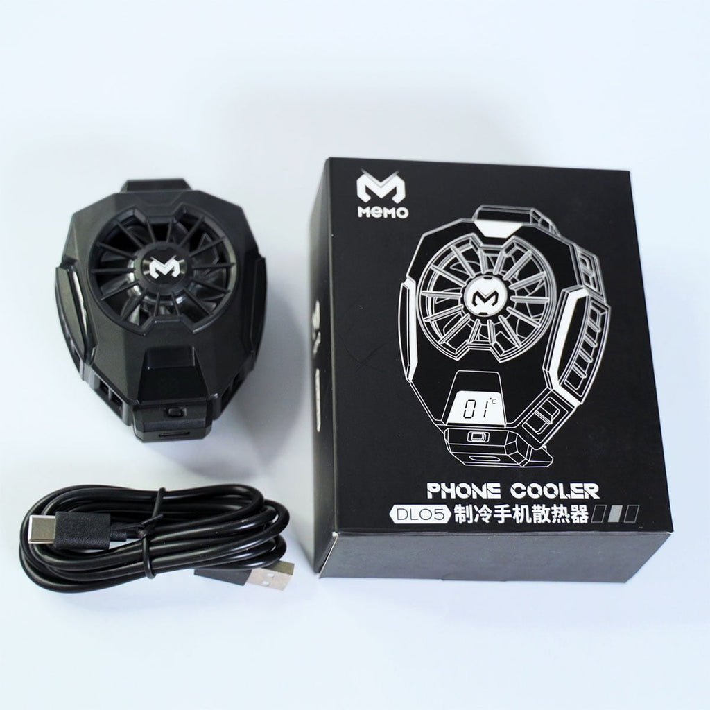 Original MEMO DL05 Mobile Phone Cooler - Digital Temperature Display Semiconductor Fan - RGB Gaming Radiator with Adjustable Clip for iPhone & Android - Professional Gaming Heat Sink