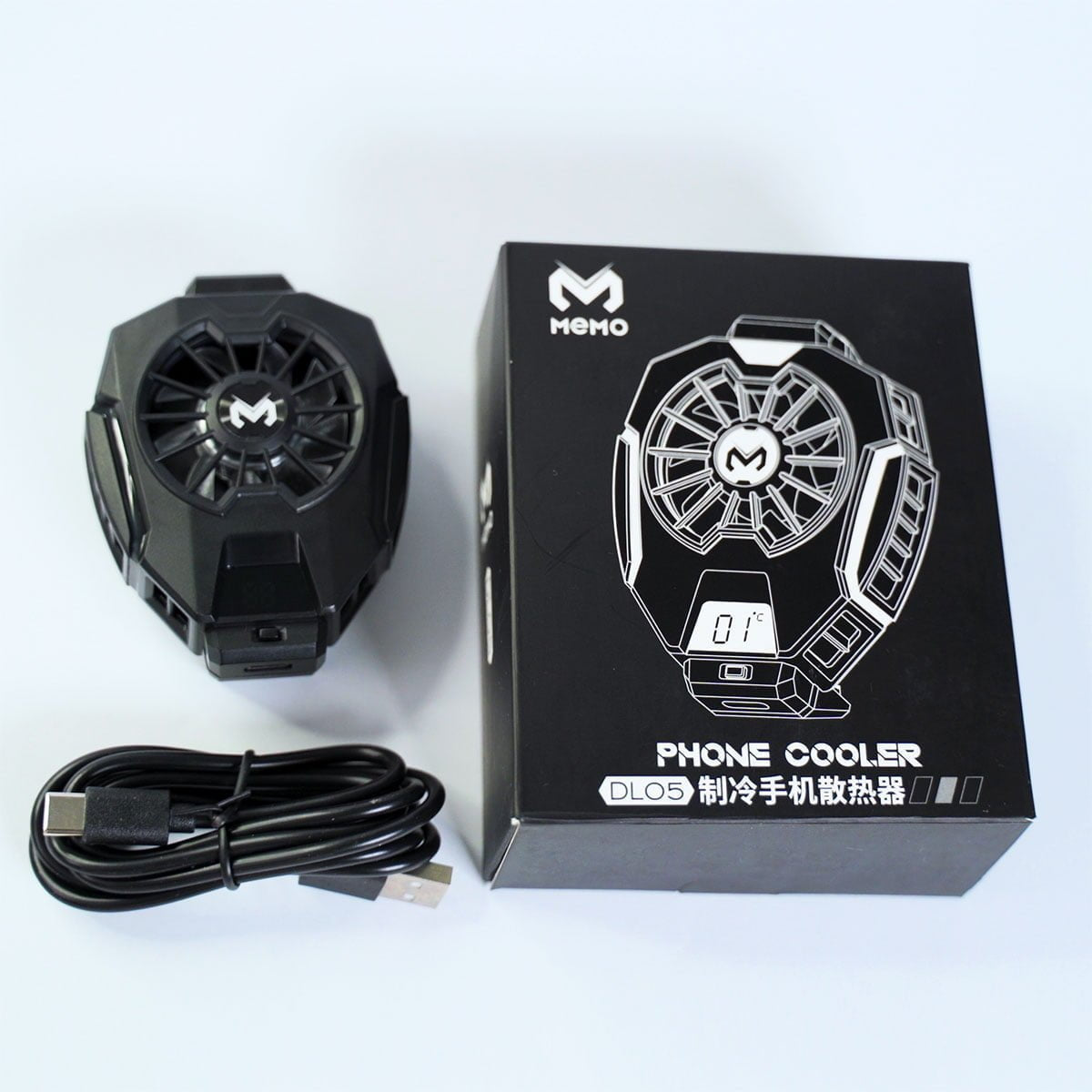 Original MEMO DL05 Mobile Phone Cooler - Digital Temperature Display Semiconductor Fan - RGB Gaming Radiator with Adjustable Clip for iPhone & Android - Professional Gaming Heat Sink
