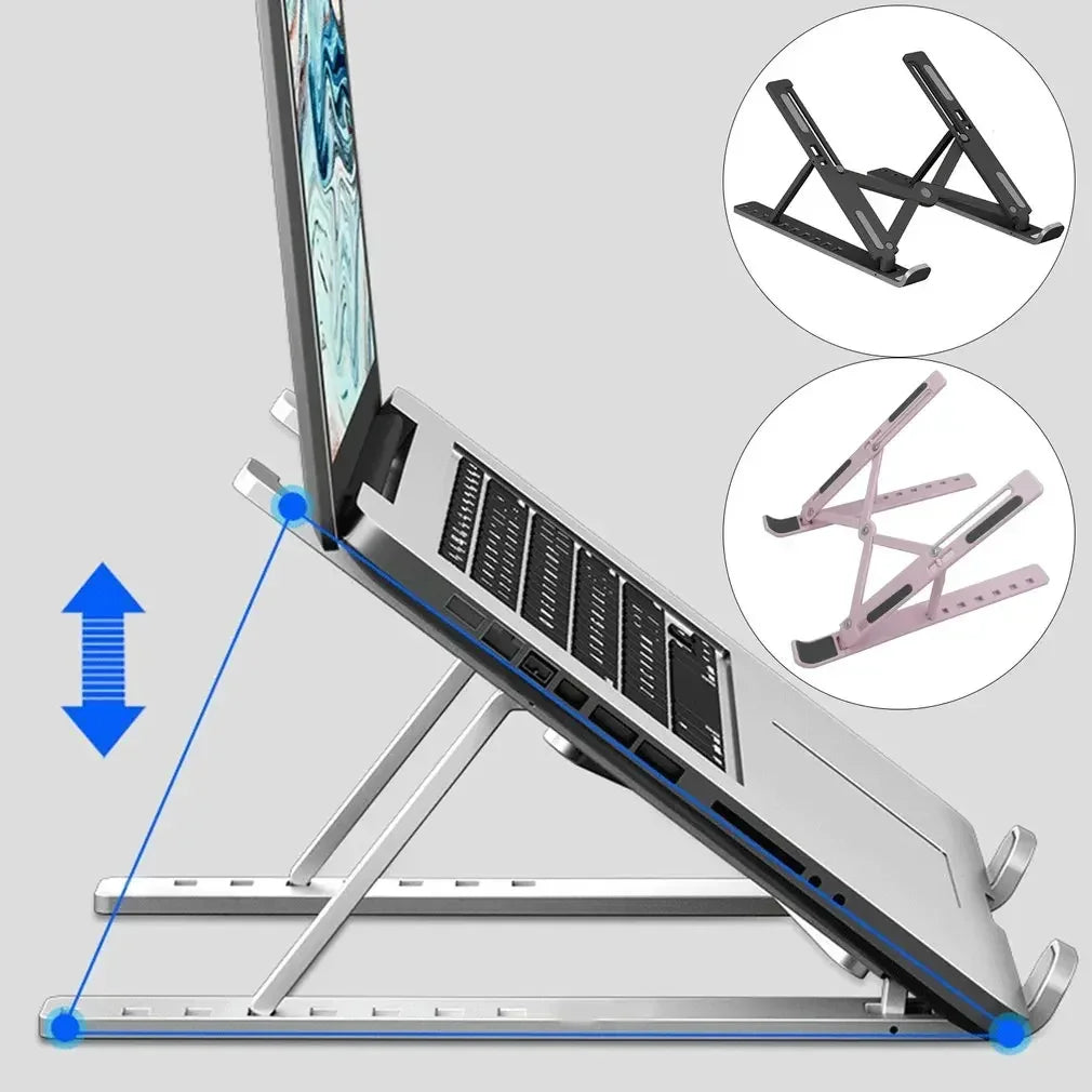 Laptop Stand Foldable Aluminum Alloy Laptop Holder with Adjustable Angles Portable for Notebook Computer Mobile Bracket Lifting Cooling Holder Non-slip