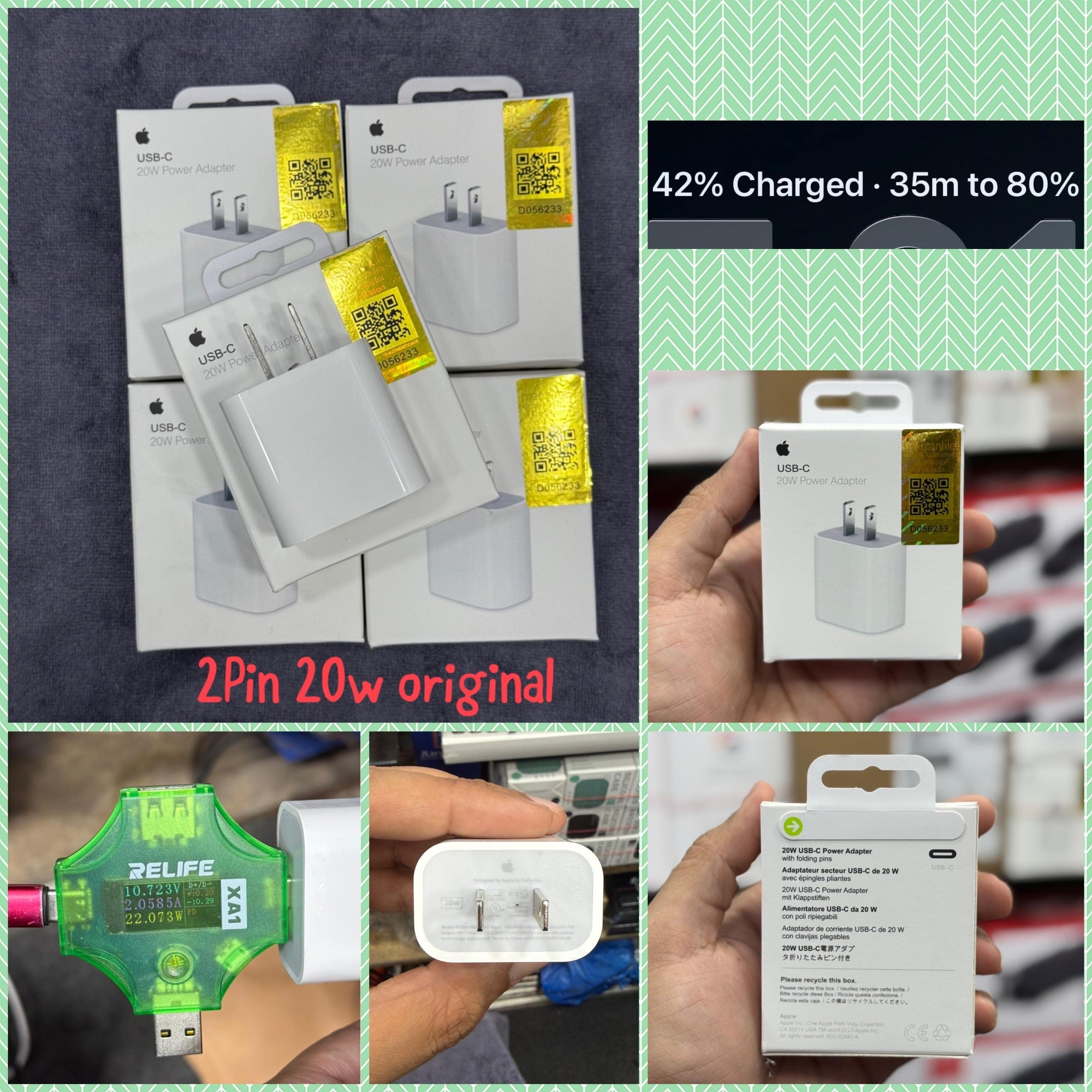 Apple 20-Watt Charger 2 Pin – Fast Charging – A+ Master Copy