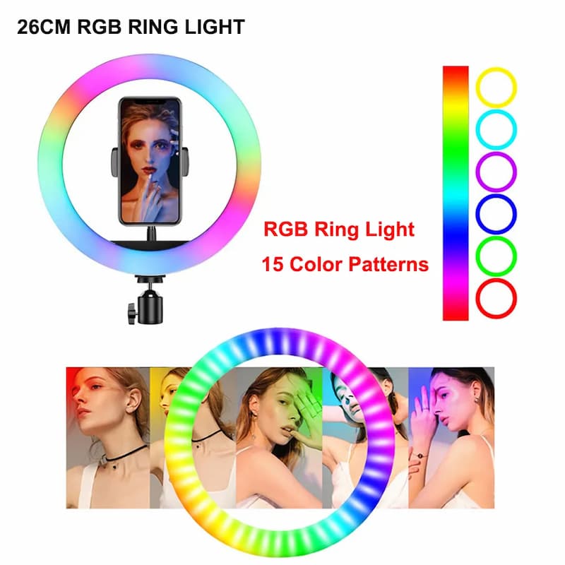26CM Selfie RGB Ring Light - 20 colors