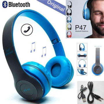New Project (8) P47 Wireless Headphone - Black/Blue - Image 3