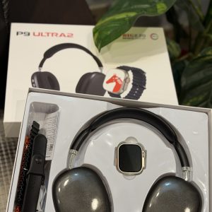 P9 Ultra 2 Smart Watch Combo with Wireless Bluetooth Headphones & 4 straps