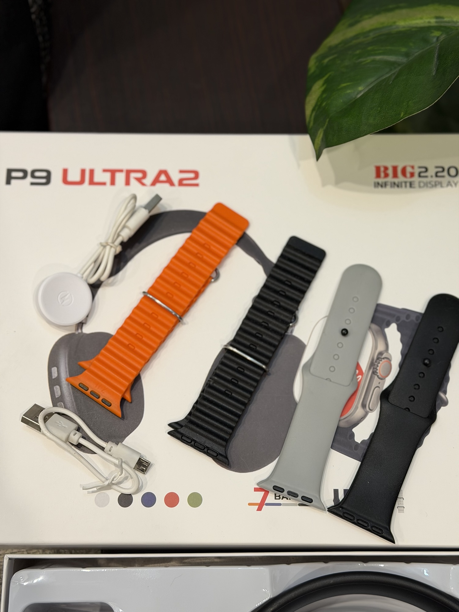 img_2683-1.jpg P9 Ultra 2 Smart Watch Combo with Wireless Bluetooth Headphones & 4 straps - Image 2