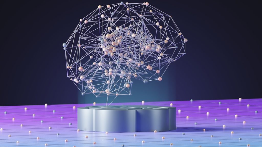 Abstract illustration of a glowing network sphere representing artificial intelligence