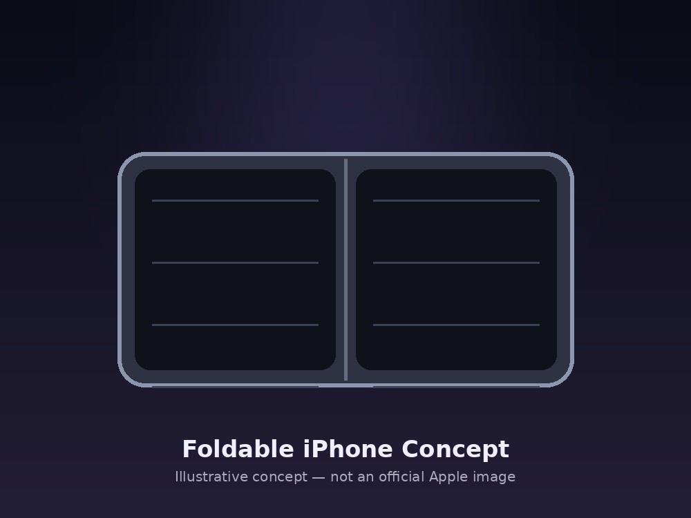 Concept illustration of a foldable smartphone unfolded into tablet mode