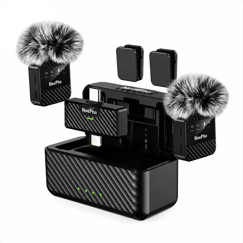 Neepho NP-65 Wireless Mic with ANC – Price in Pakistan Neepho NP-65 wireless microphone set with charging case and two clip-on mics