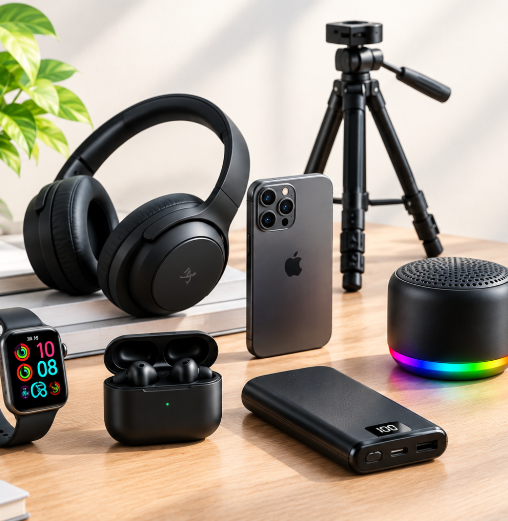 modern tech desk still life